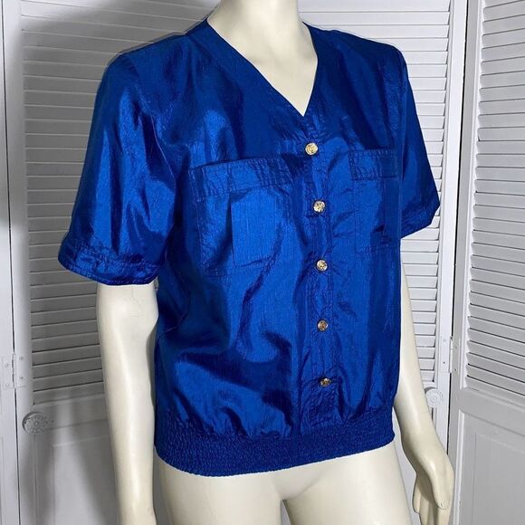 Vintage 80s Worthington Essentials Blouse with Shoulder Pads / Size 14M - Picture 2 of 11
